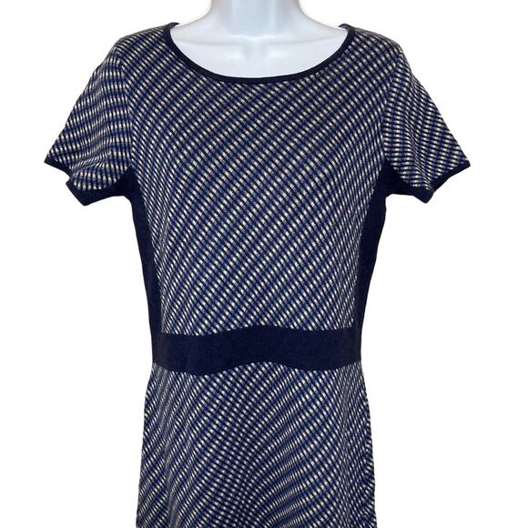 Boden Zoe Knitted Short Sleeve Shift Sweater Dress Blue Stretch Womens Size 6 R - Picture 4 of 14